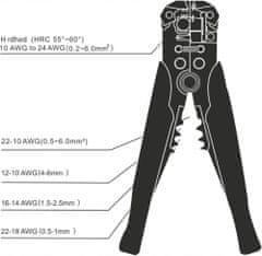 MAR-POL Multifunkční kleště odizolovací, krimpovací 0,5-6mm s konektory a pásky, sada 100ks M49529