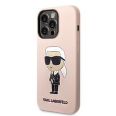 Karl Lagerfeld  Liquid Silicone Ikonik NFT Zadní Kryt pro iPhone 15 Pro Pink