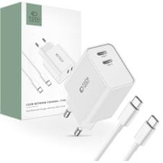 Tech-protect C35W síťová nabíječka 2x USB-C 35W + kabel USB-C, bíla