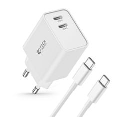 Tech-protect C35W síťová nabíječka 2x USB-C 35W + kabel USB-C, bíla