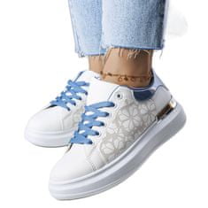 Bílé a modré zdobené boty velikost 37