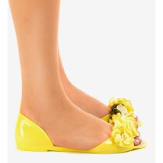 Žluté sandály s buřinkou a květinami AE20 velikost 37
