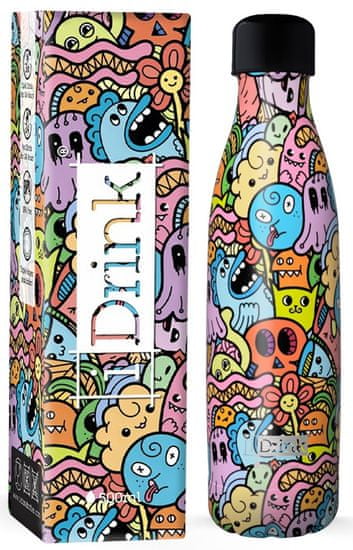 I-Drink Nerezová kovová termoska, vzor doodle, 500 ml