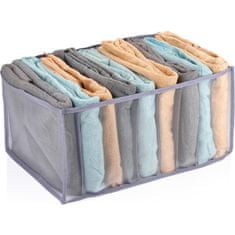 Northix Měkký úložný box na textil - 9 přihrádek - šedý 