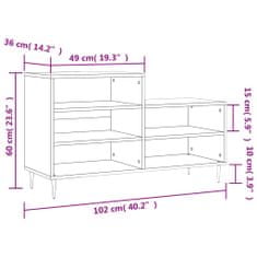 Greatstore Botník bílý 102x36x60 cm kompozitní dřevo