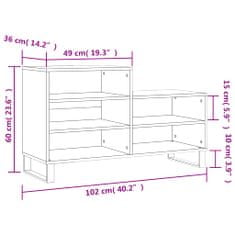 Greatstore Botník bílý 102x36x60 cm kompozitní dřevo