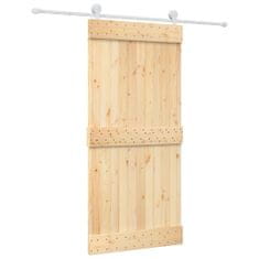 Vidaxl Posuvné dveře s kováním 95 x 210 cm masivní borové dřevo