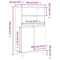 Vidaxl Skříň highboard betonově šedá 60 x 36 x 110 cm kompozitní dřevo