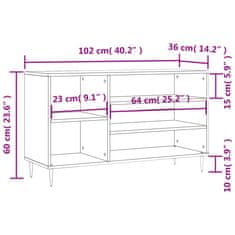 Greatstore Botník šedý sonoma 102x36x60 cm kompozitní dřevo