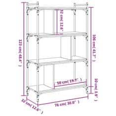 Vidaxl Knihovna se 4 policemi dub sonoma 76x32x123 cm kompozitní dřevo