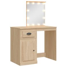 Greatstore Toaletní stolek s LED osvětlením dub sonoma 90 x 42 x 132,5 cm