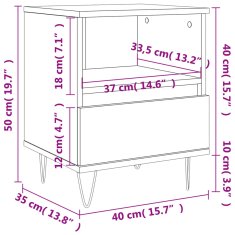 Vidaxl Noční stolky 2 ks bílé 40 x 35 x 50 cm kompozitní dřevo