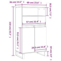 Vidaxl Skříň highboard dub sonoma 60 x 36 x 110 cm kompozitní dřevo