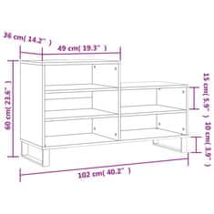 Greatstore Botník hnědý dub 102x36x60 cm kompozitní dřevo