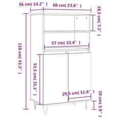 Vidaxl Skříň highboard šedá sonoma 60 x 36 x 110 cm kompozitní dřevo