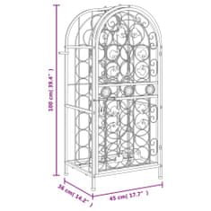 Greatstore Stojan na víno na 33 lahví černý 45 x 36 x 100 cm tepané železo