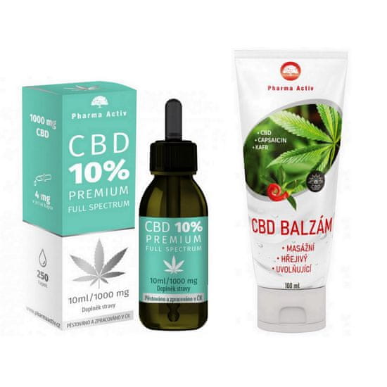 Pharma Activ CBD 10% PREMIUM 1000mg Full Spectrum 10ml + CBD balzám 100ml