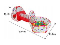 TopKing Dětský stan s tunelem a suchým bazénem 3v1 