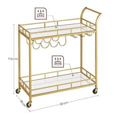 Artenat Servírovací vozík Holder, 77 cm, zlatá