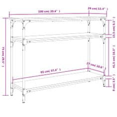 Greatstore Konzolový stolek černý 100 x 29 x 75 cm kompozitní dřevo