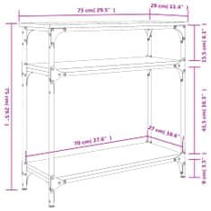 Greatstore Konzolový stolek kouřový dub 75 x 29 x 75 cm kompozitní dřevo