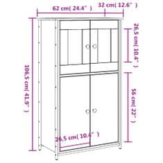 Vidaxl Skříň highboard hnědý dub 62 x 32 x 106,5 cm kompozitní dřevo