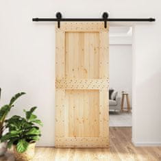 Greatstore Posuvné dveře s kováním 90 x 210 cm masivní borové dřevo