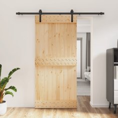 Greatstore Posuvné dveře s kováním 95 x 210 cm masivní borové dřevo