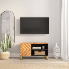 Vidaxl TV skříňka hnědá a černá 80 x 31,5 x 46 cm masivní mangovník