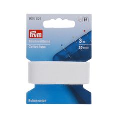 PRYM Bavlněná stuha, 3 m x 20 mm, bílá, karta