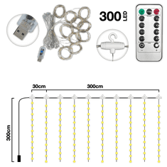 Shopdbest Kouzelná Sváteční Dekorace - 300 LED S Teplým Světlem, 8 Režimů Blikání