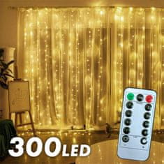 Shopdbest Kouzelná Sváteční Dekorace - 300 LED S Teplým Světlem, 8 Režimů Blikání
