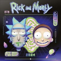 CurePink Oficiální nástěnný kalendář Rick and Morty 2024 s plakátem (SQ 30 x 30|60 cm)