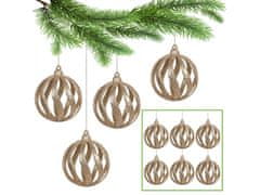 sarcia.eu Zlaté ozdoby na vánoční stromeček, sada prolamovaných ozdob, ozdoby na vánoční stromeček 8 cm, 6 ks. 1 balik