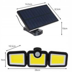 MG Solar Street solární lampa 171 LED COB 36W 3m, černá