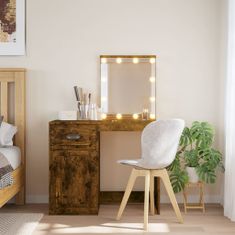 Greatstore Toaletní stolek s LED osvětlením kouřový dub 90 x 42 x 132,5 cm