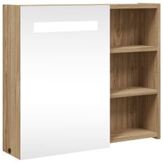 Greatstore Koupelnová zrcadlová skřínka s LED osvětlením dub 60x13x52 cm