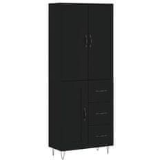 Greatstore Skříň highboard černá 69,5 x 34 x 180 cm kompozitní dřevo