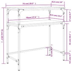 Greatstore Konzolový stolek kouřový dub 75 x 35,5 x 75 cm kompozitní dřevo