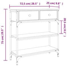 Vidaxl Konzolový stolek hnědý dub 72,5 x 25 x 75 cm kompozitní dřevo