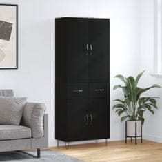 Greatstore Skříň highboard černá 69,5 x 34 x 180 cm kompozitní dřevo