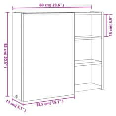 Vidaxl Koupelnová zrcadlová skříňka s LED osvětlením šedá 60x13x52 cm