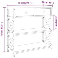 Vidaxl Konzolový stolek kouřový dub 75 x 28 x 75 cm kompozitní dřevo