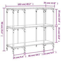 Greatstore Konzolový stolek dub sonoma 102 x 35 x 90 cm kompozitní dřevo