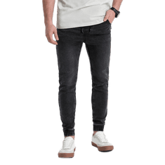 OMBRE Pánské džínové kalhoty JOGGER SLIM FIT grafitové MDN123709 XL