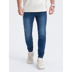 OMBRE Pánské džínové kalhoty JOGGER SLIM FIT tmavě modré MDN123711 S