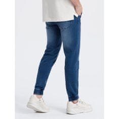 OMBRE Pánské džínové kalhoty JOGGER SLIM FIT tmavě modré MDN123711 S