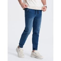 OMBRE Pánské džínové kalhoty JOGGER SLIM FIT tmavě modré MDN123711 S