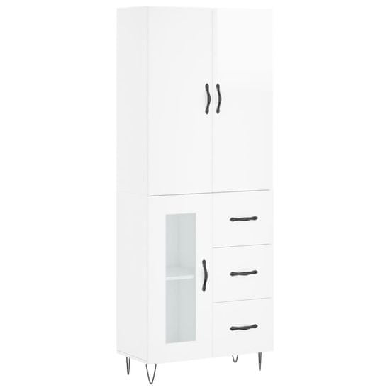 Vidaxl Skříň highboard lesklá bílá 69,5 x 34 x 180 cm kompozitní dřevo