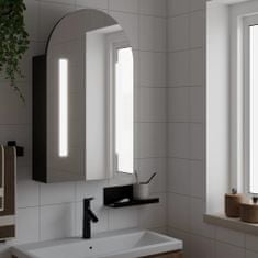 Vidaxl Koupelnová zrcadlová skřínka s LED klenutá černá 42x13x70 cm